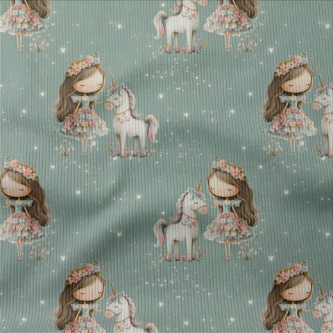 Rippjersey Einhornprinzessin Blau 3239 (Bio)