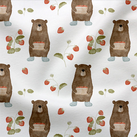 Jerseystoff Erdbärchen Weiß 3499 (Bio)