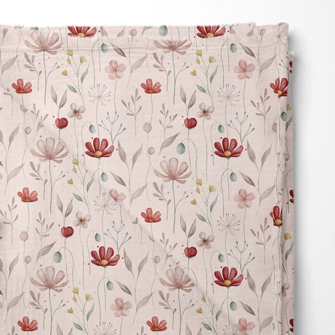 Musselin Double Gauze Fionas Flowers Rosé (Bio)