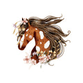 Bügelbild Flower Horse Brown Medium