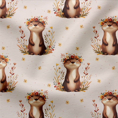 Jerseystoff Flower Otter Neutral (Bio)