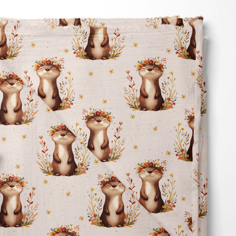Musselin Double Gauze Flower Otter (Bio)