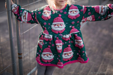 French Terry Knitted Santa Pink Green 3022 (Bio) VORBESTELLUNG