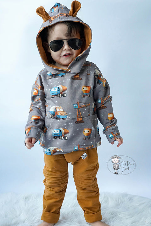 French Terry Baustellenfreunde Braun 3312 (Bio) VORBESTELLUNG