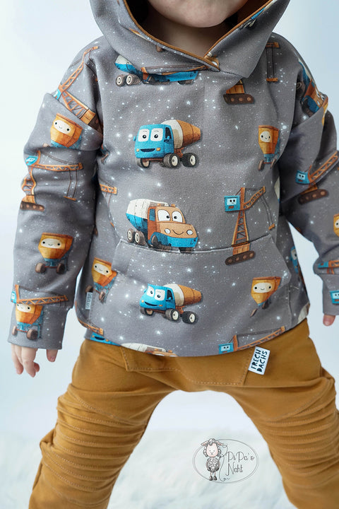 French Terry Baustellenfreunde Braun 3312 (Bio) VORBESTELLUNG