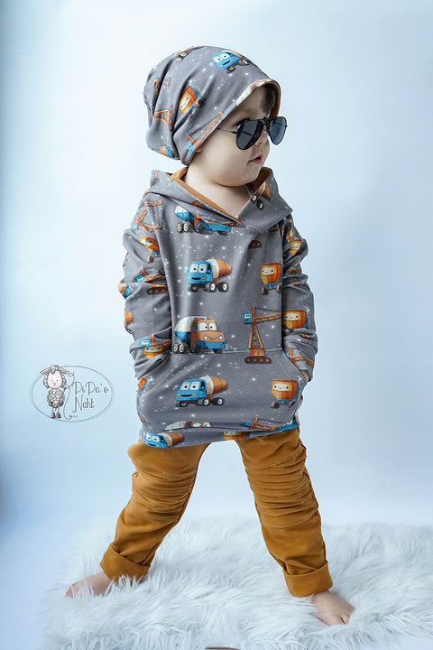 French Terry Baustellenfreunde Braun 3312 (Bio) VORBESTELLUNG