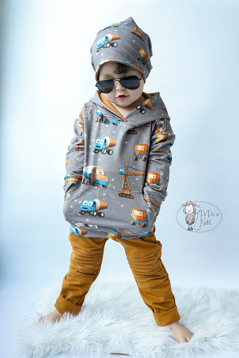 French Terry Baustellenfreunde Braun 3312 (Bio) VORBESTELLUNG