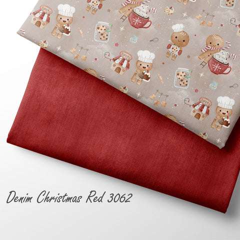 French Terry Denim Christmas Red 3062 (Bio) VORBESTELLUNG