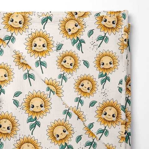 Musselin Double Gauze Happy Sunflowers 3359 (Bio)