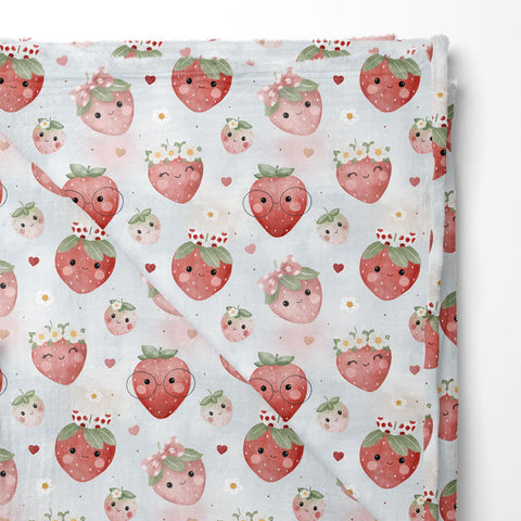 Musselin Double Gauze Happy Strawberries 2701 (Bio)