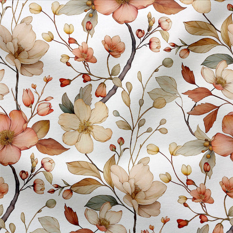 French Terry Herbstblüten Weiß