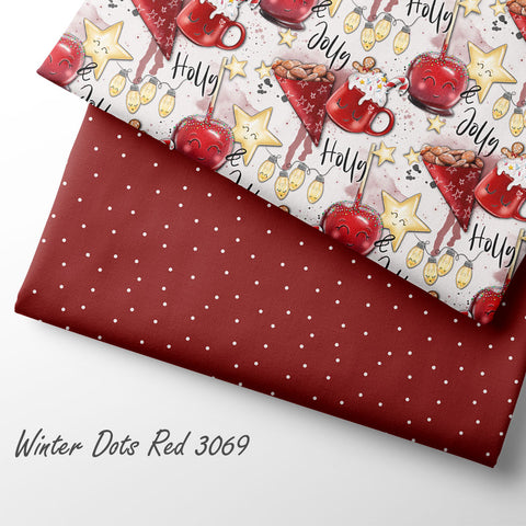 French Terry Winter Dots Red 3069 (Bio) VORBESTELLUNG