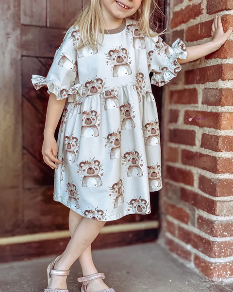 Schnittmuster Rüschenkleid Mariella Strickware 74-158