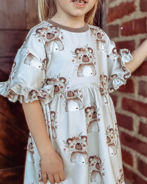 Schnittmuster Rüschenkleid Mariella Strickware 74-158