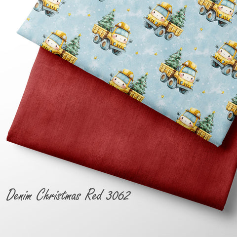 French Terry Denim Christmas Red 3062 (Bio)