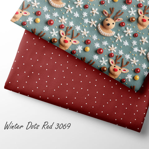 French Terry Winter Dots Red 3069 (Bio) VORBESTELLUNG