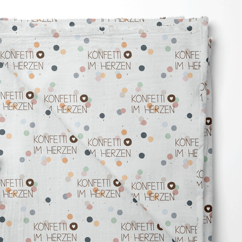 Musselin Double Gauze Konfetti im Herzen