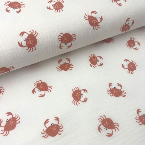 Musselin Double Gauze Krabbenversammlung Weiß
