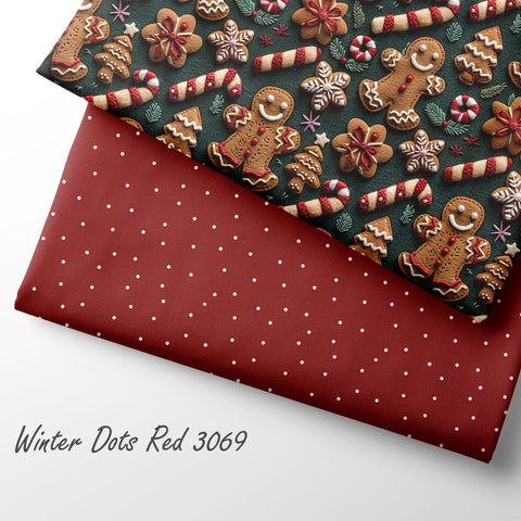 French Terry Winter Dots Red 3069 (Bio) VORBESTELLUNG