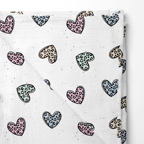Musselin Double Gauze Leo Heart Spring 3366 (Bio)
