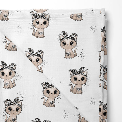 Musselin Double Gauze Leokitty (Bio)