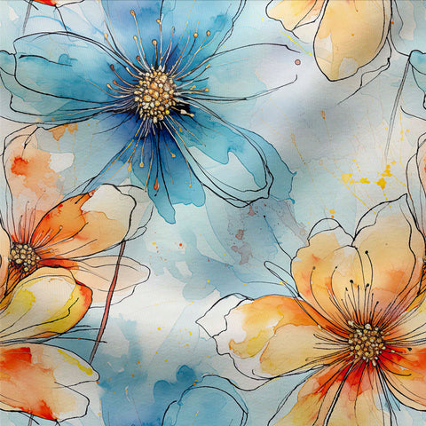 Jersey Marble Aquarell Flowers 3374 (Bio) VORBESTELLUNG