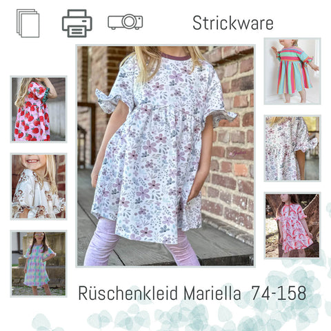 Schnittmuster Rüschenkleid Mariella Strickware 74-158