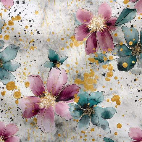 Jersey Mauve Teal Flowers 3300 (Bio)