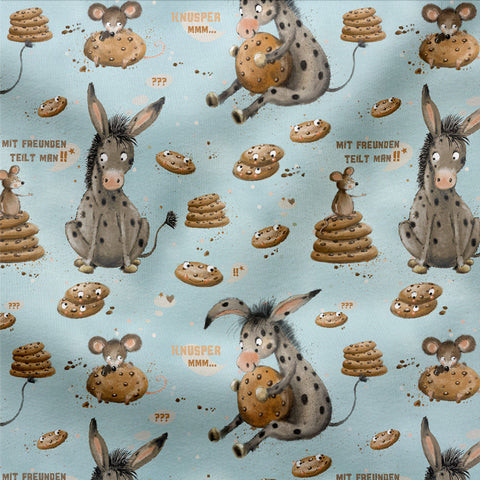 French Terry Mit freunden teilt man Blau