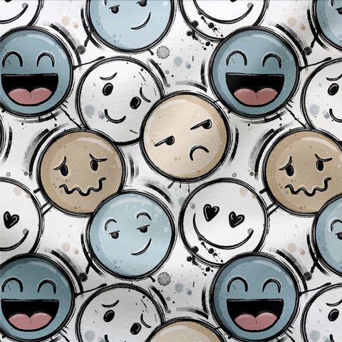 French Terry Mood Smileys Blau 2891 (Bio)