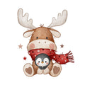 Bügelbild Moose and Penguin cuddling Medium