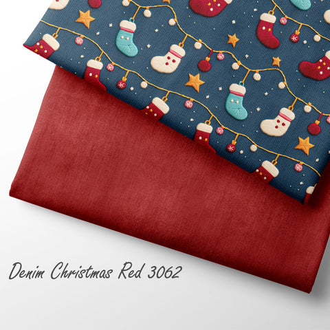 French Terry Denim Christmas Red 3062 (Bio) VORBESTELLUNG