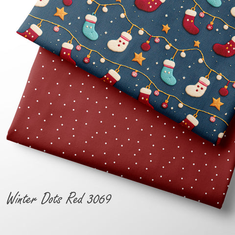 French Terry Winter Dots Red 3069 (Bio) VORBESTELLUNG