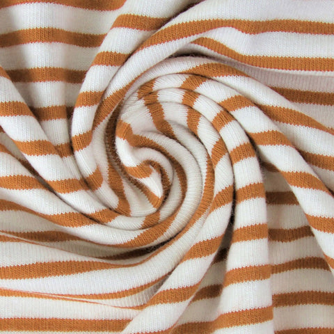 Jersey Stoff Streifen Ocker Weiß 1752