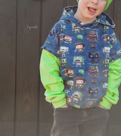 French Terry Blockkraft Blau 3307 (Bio)