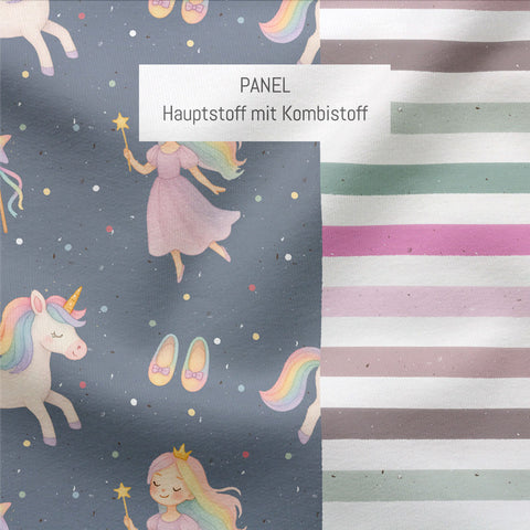 French Terry Panel Regenbogenprinzessin (Bio) Rest 100 cm