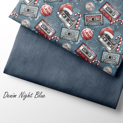French Terry Retro Christmas Blau