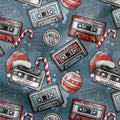 French Terry Retro Christmas Blau