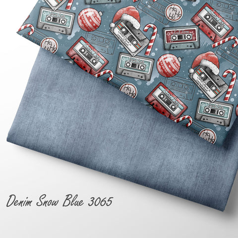 French Terry Retro Christmas Blau (Bio) VORBESTELLUNG