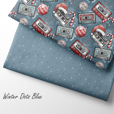 French Terry Retro Christmas Blau (Bio) VORBESTELLUNG