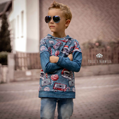 French Terry Retro Christmas Blau (Bio)