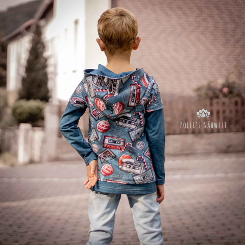 French Terry Retro Christmas Blau (Bio)