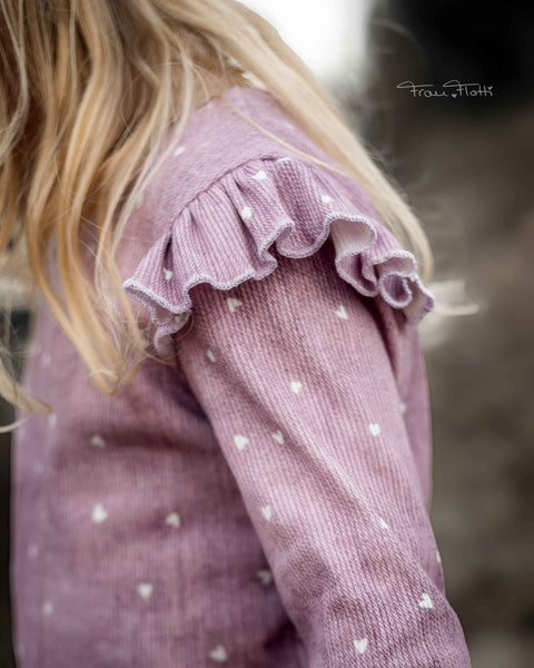 Rippjersey Denim Hellmauve Herzchen (Bio)
