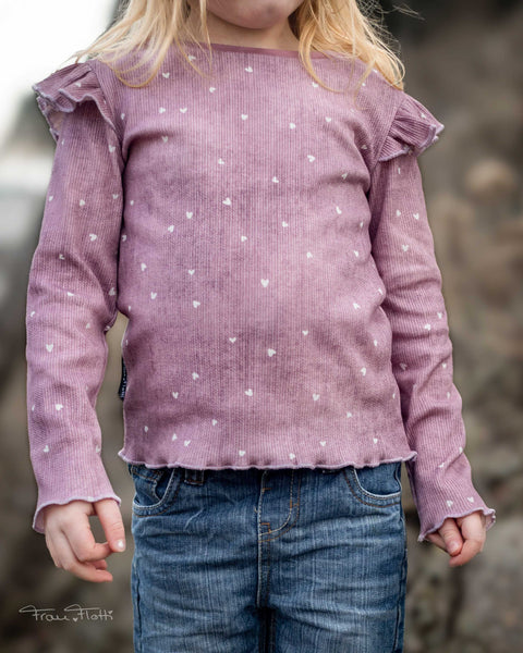 Rippjersey Denim Hellmauve Herzchen (Bio)