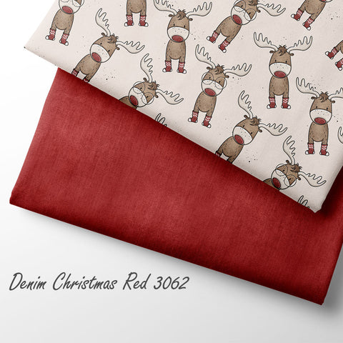 French Terry Denim Christmas Red 3062 (Bio)