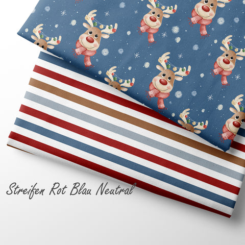 French Terry Rudi´s Weihnachtsfest Dunkelblau
