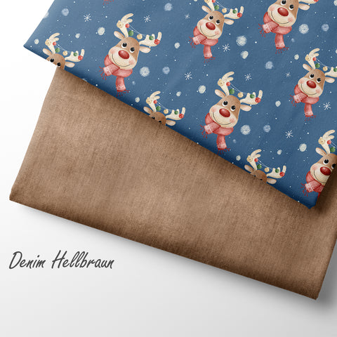 French Terry Rudi´s Weihnachtsfest Dunkelblau