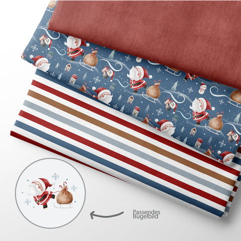 French Terry Santa Delivery Dunkelblau