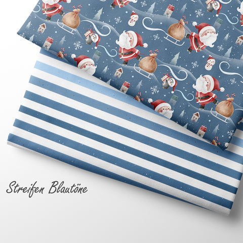 French Terry Santa Delivery Dunkelblau