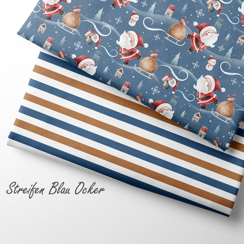 French Terry Santa Delivery Dunkelblau